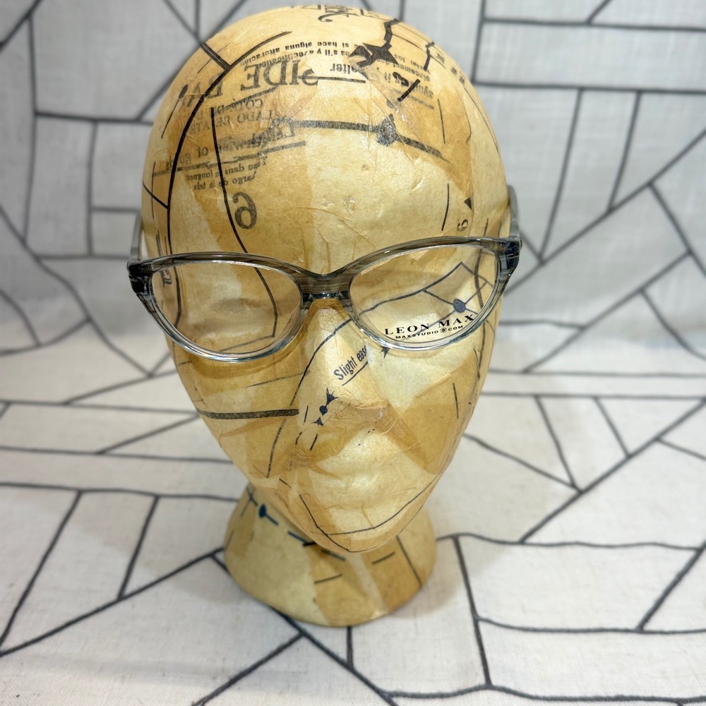 Leon Max Eyeglass Frames 51-15-135 Grey Smoke‎ Cat Eye Zyloware 4018